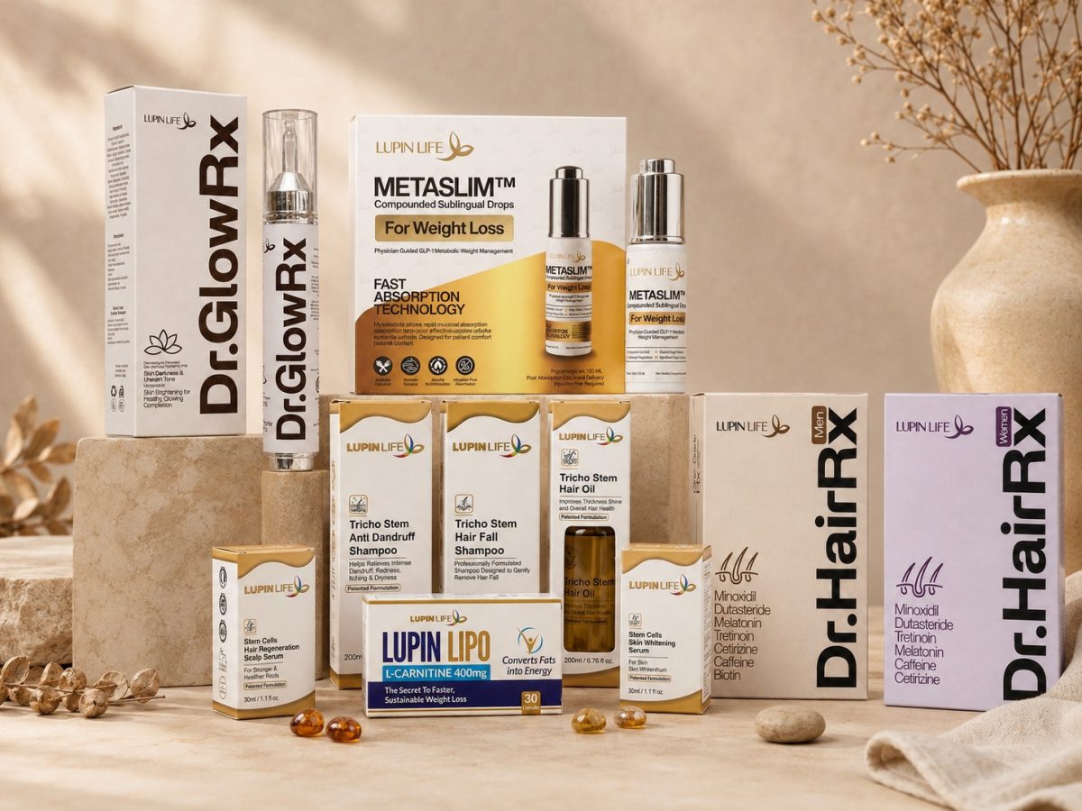 The full Lupin Life lineup — METASLIM™, Dr. Glow Rx, and Dr. Hair Rx